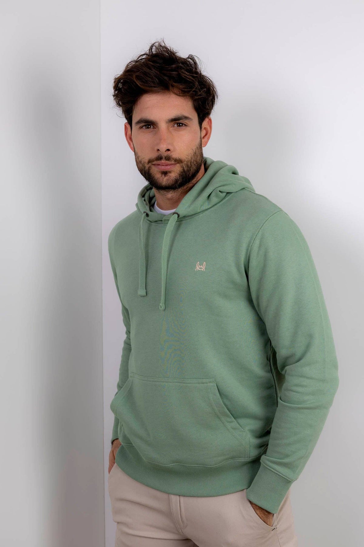 Sweat à Capuche Basique Vert: L