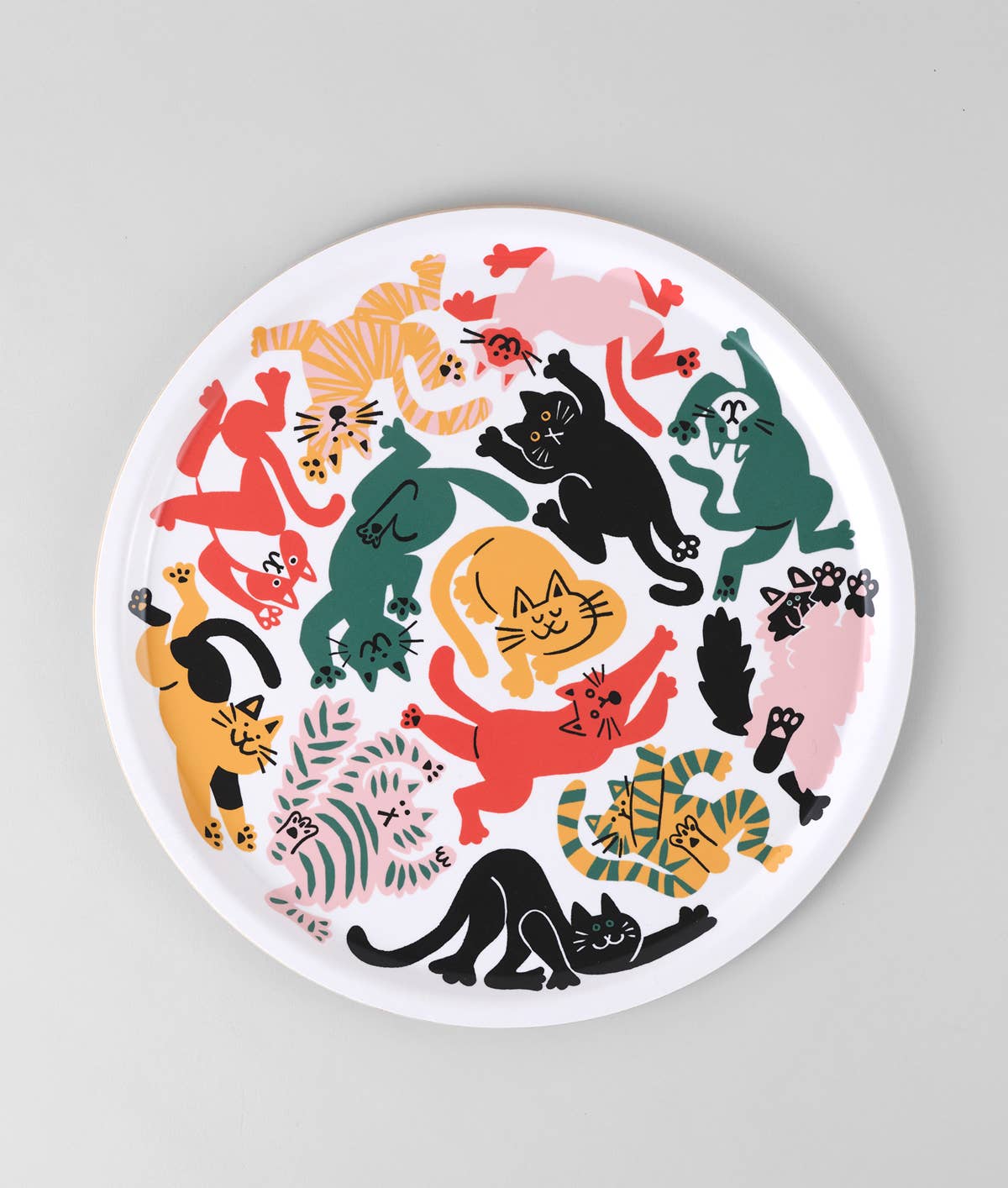 Plateau de service rond en bouleau de 38 cm pour chats