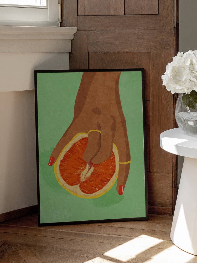 Tirage d'art « Pamplemousse dans la main » – Pop pictural pour cuisine: Pas de cadre / 30 x 40 cm
