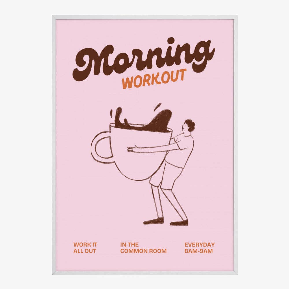 Impression artistique « Entraînement matinal au café » — Affiche rétro rose: Pas de cadre / 30x40 cm