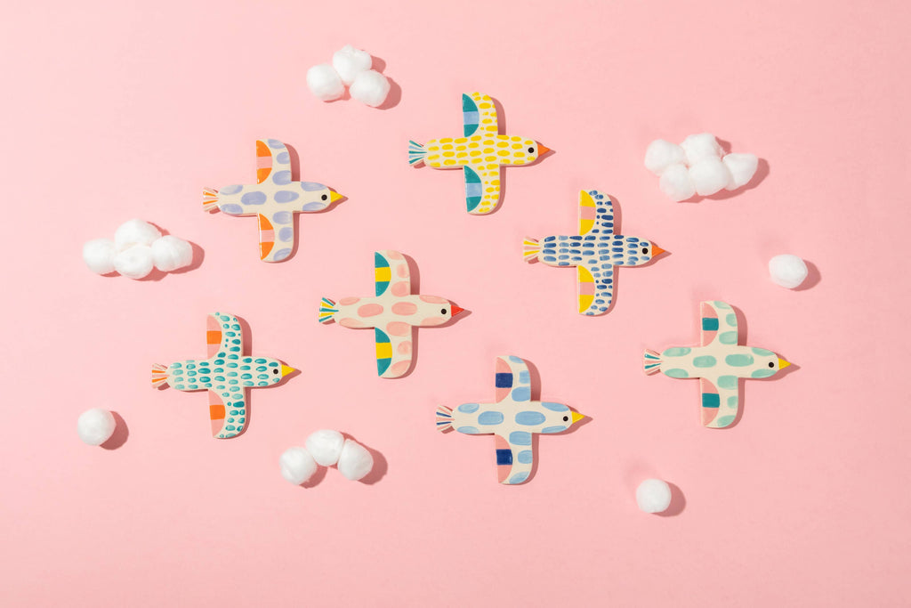 Décoration murale en Céramique / Oiseau Menthe