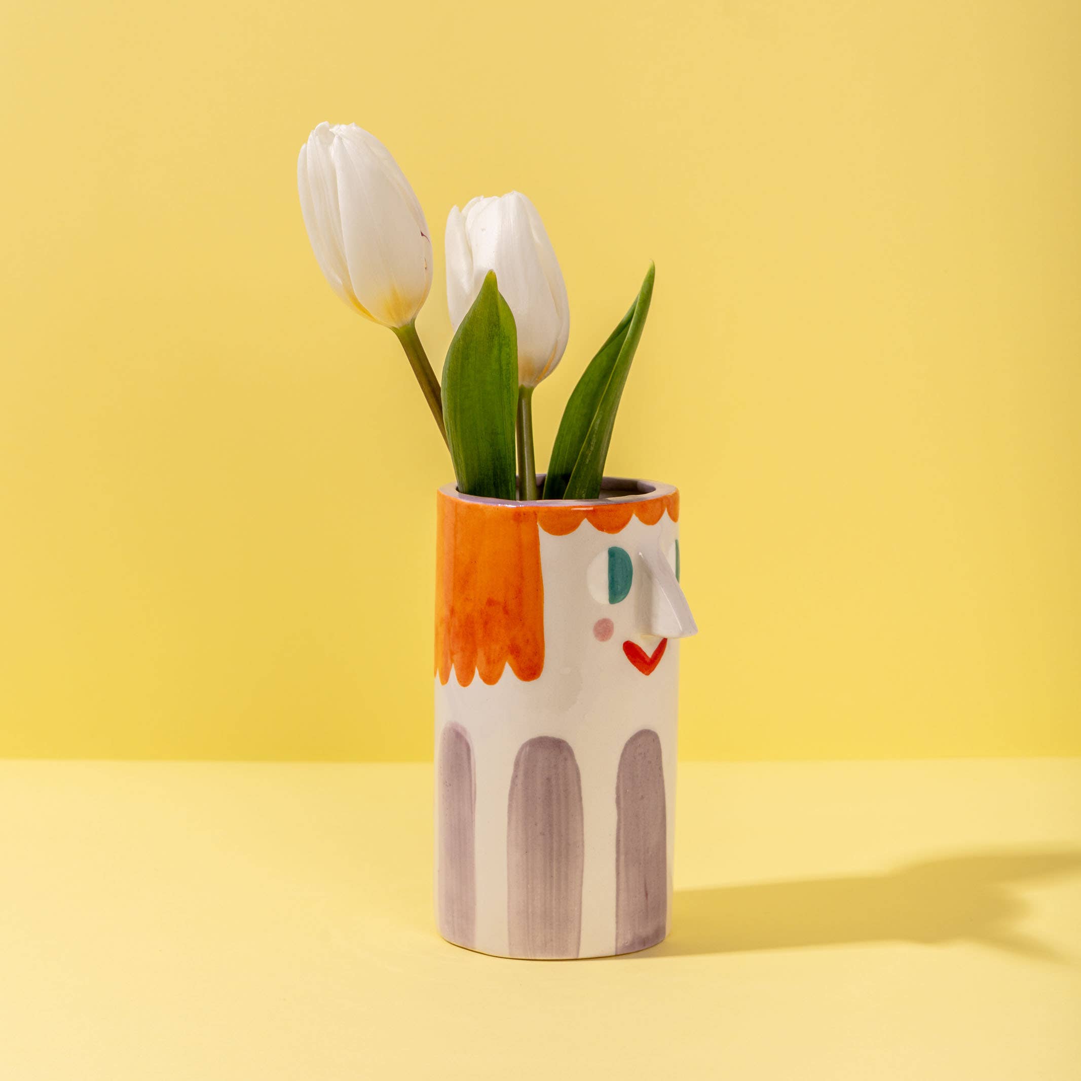 Vase en céramique Fille / rayures violettes