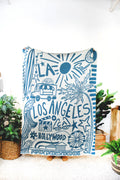 Couverture en tricot Los Angeles: Malibu - Turquoise/blanc cassé