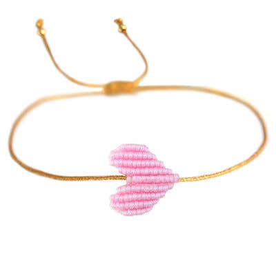 Bracelet fin avec cœur tressé rose pâle