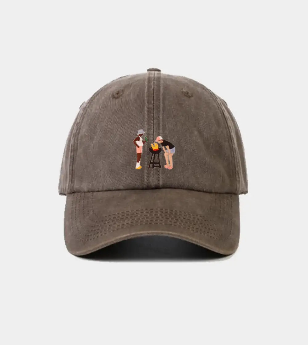 Casquette Brodée - Barbecue des vacances: Orange Vintage