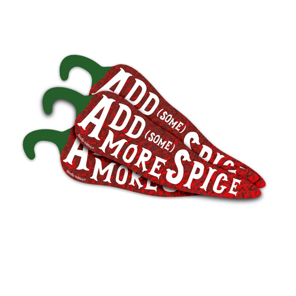 Autocollant pailleté piment « Add (some) more spice »