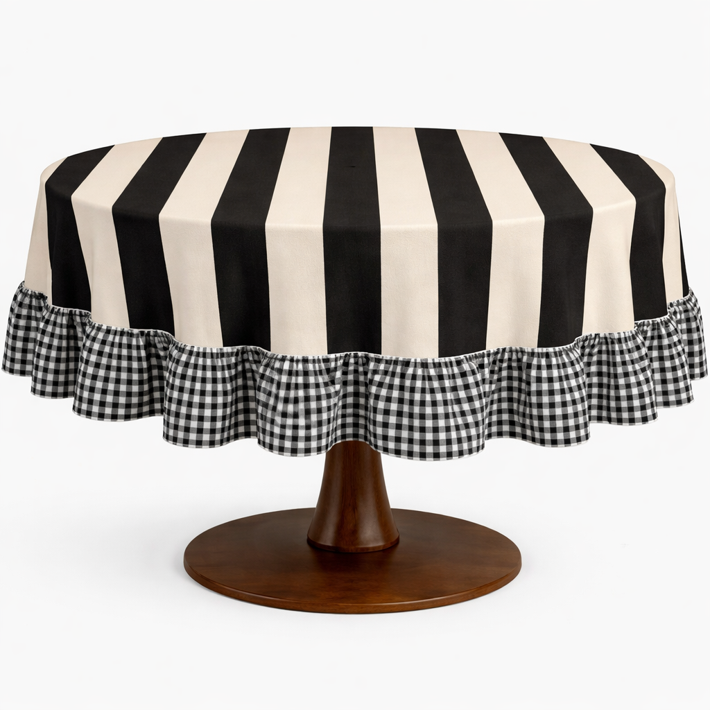 Nappe ronde à volants 100 % coton 120 cm