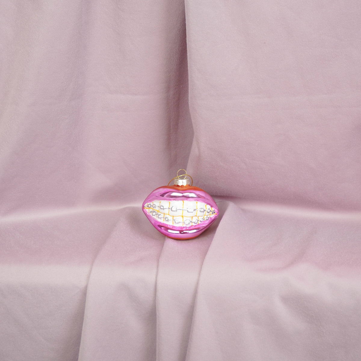 Ornement - Suspension de Noël - Lèvre de Bracelet - Verre - Rose - 9x6,5x6,5cm