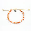 Ahiki bracelet naturel à perles, bracelet réglable: Orange