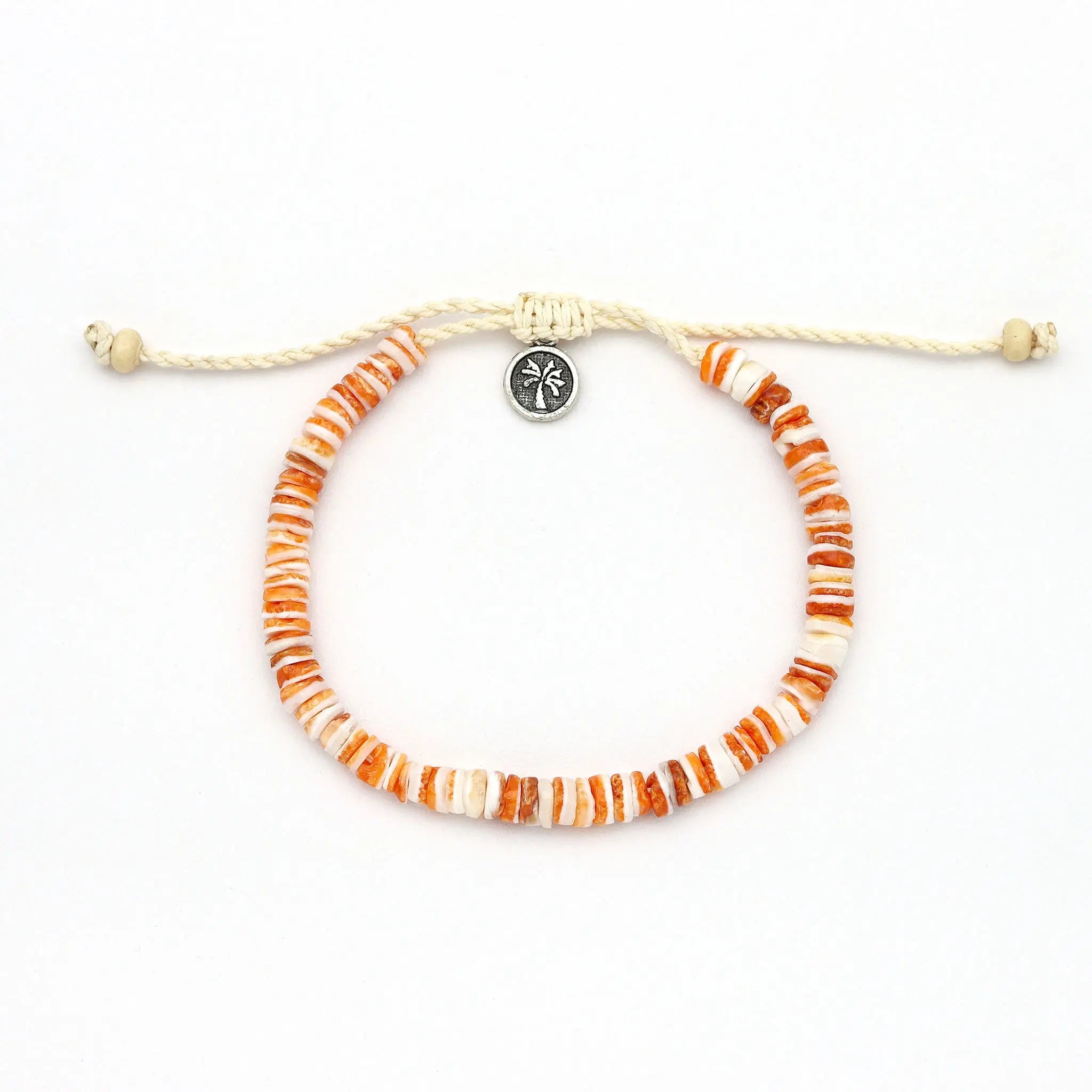 Ahiki bracelet naturel à perles, bracelet réglable: Orange