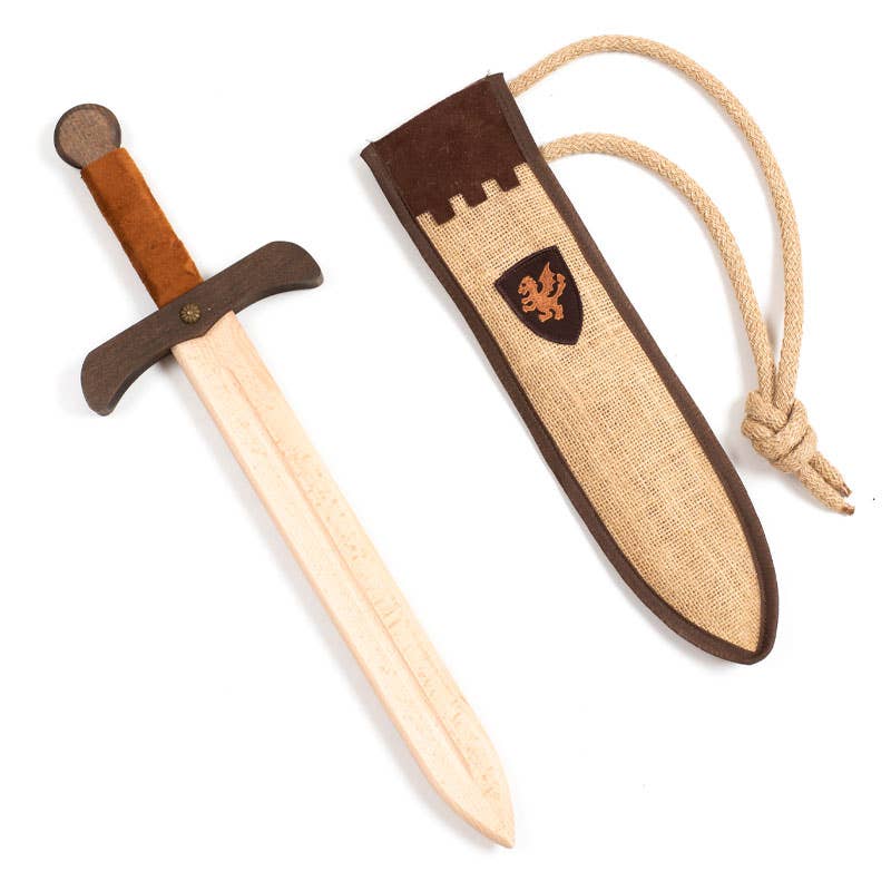 Épée en bois de hêtre rustique 50 cm avec étui en jute - ST397F