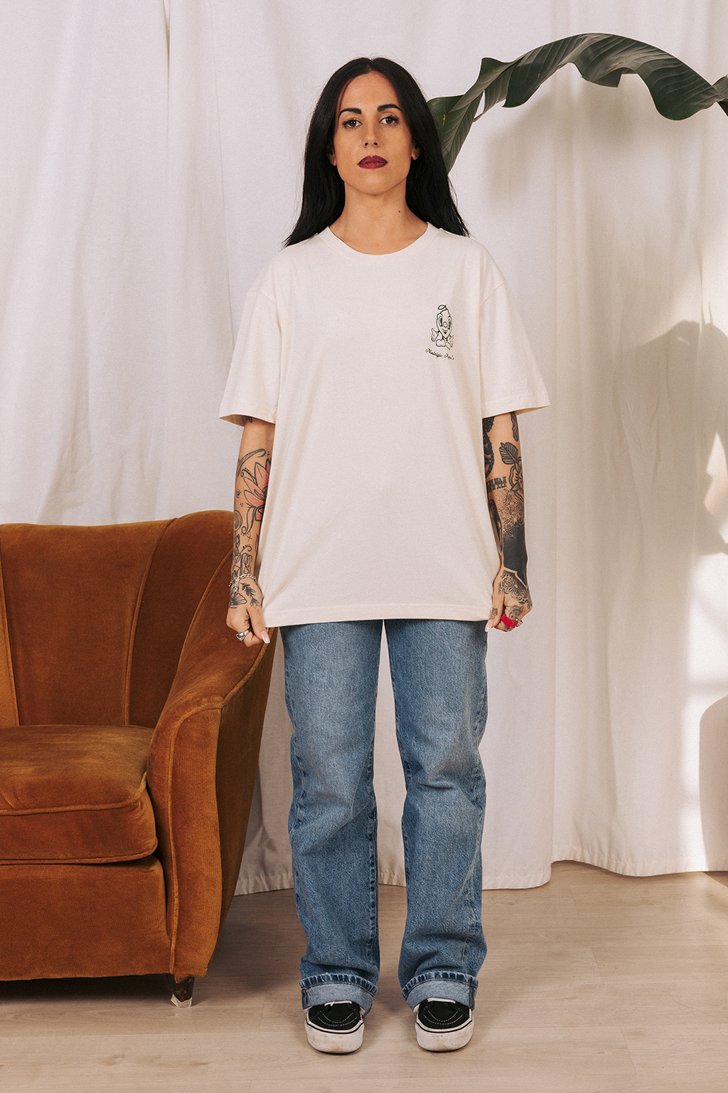 T-shirt naturel unisexe "Easy Peasy" : S / Oversize