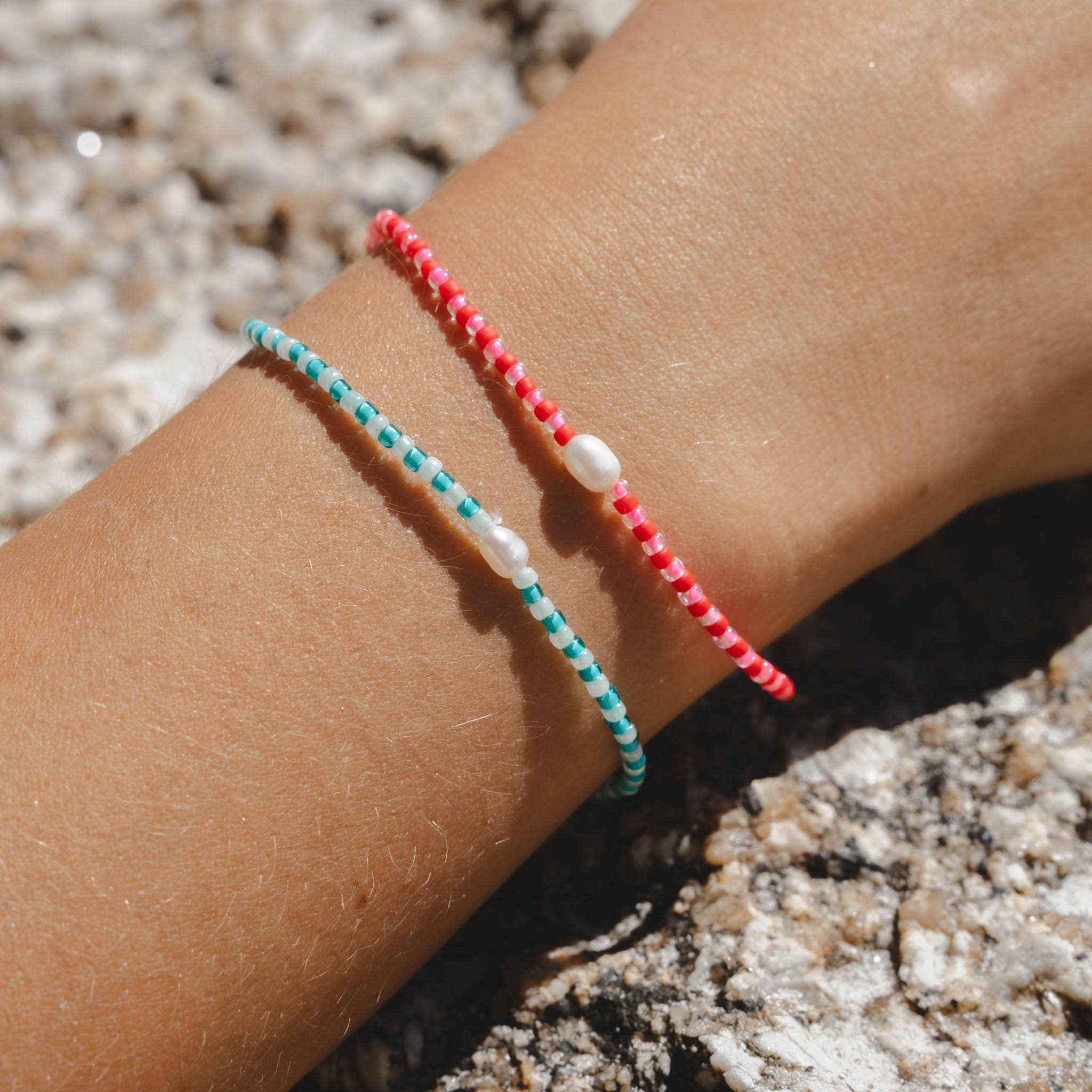 Mutiara Bracelet délicat à perles, Bracelet de surf réglable: Turquoise