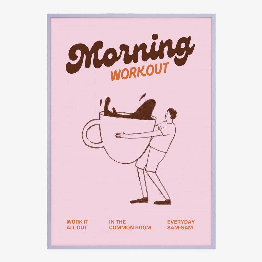 Impression artistique « Entraînement matinal au café » — Affiche rétro rose: Pas de cadre / 30x40 cm