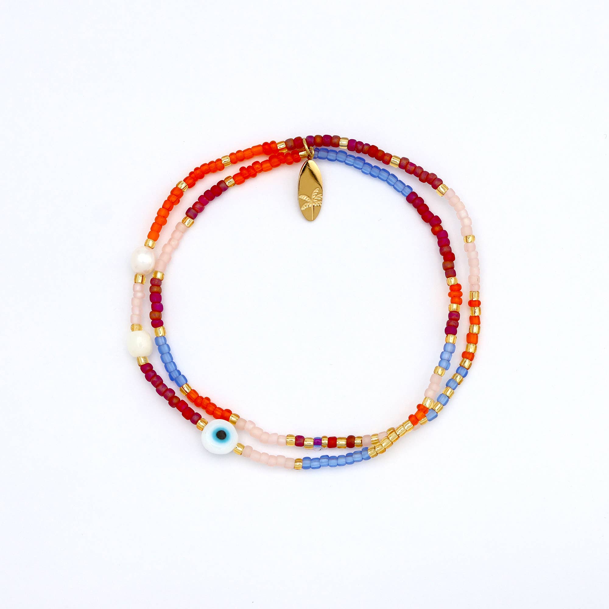 Collection « Été éternel » de bracelets dorés à perles: Violet & Marron