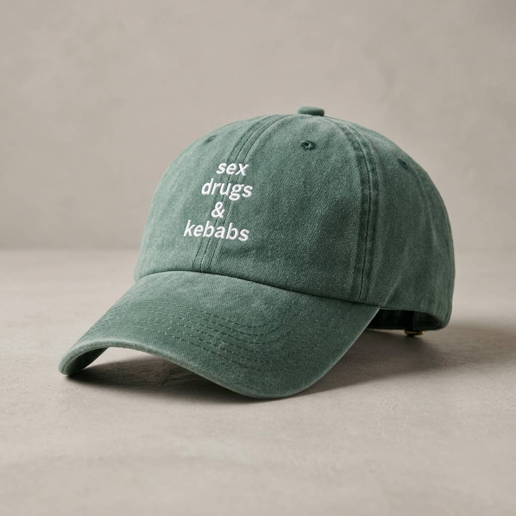 Casquette grise brodée « Sex Dr*gs & Kebabs »: Vert