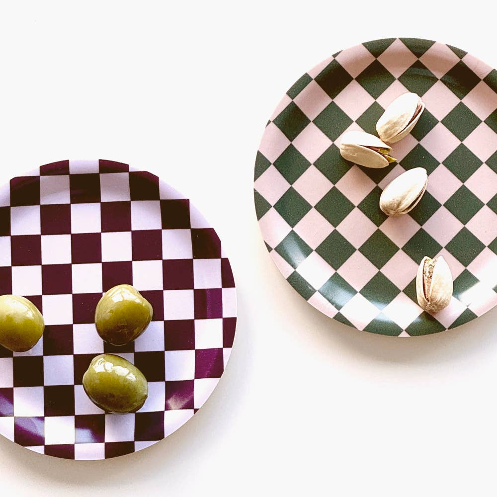 BLU KAT Set de 4 dessous de verre à damier - palette chaude - 11 cm