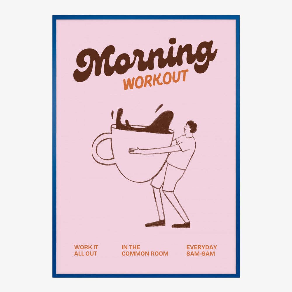 Impression artistique « Entraînement matinal au café » — Affiche rétro rose: Pas de cadre / 30x40 cm