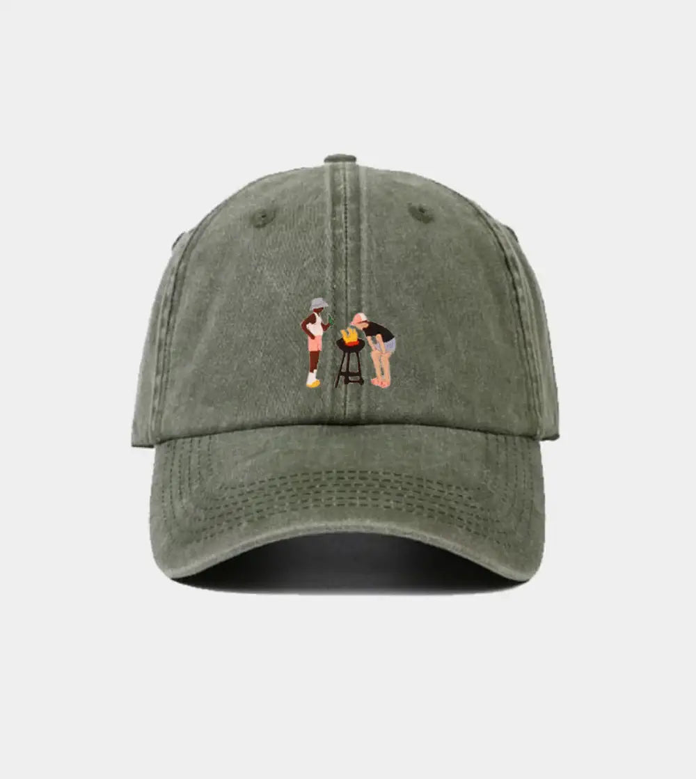 Casquette Brodée - Barbecue des vacances: Marron Vintage