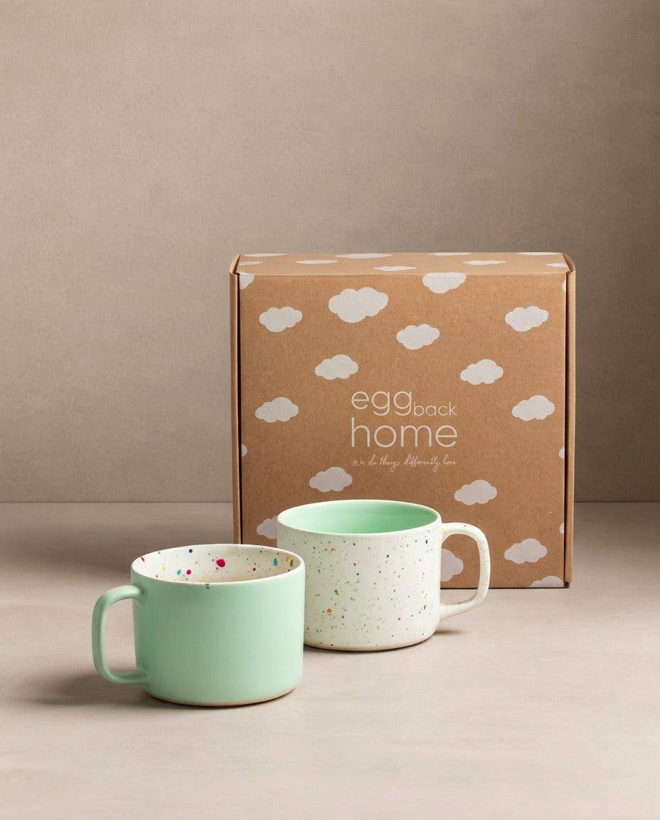 Ensemble Duo Tasses en Grès Breeze Party In/Out 450ml Vert