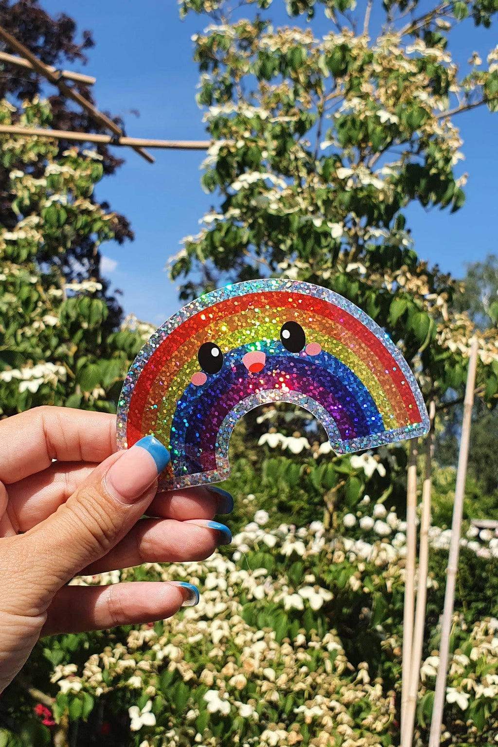 Autocollant scintillant arc-en-ciel