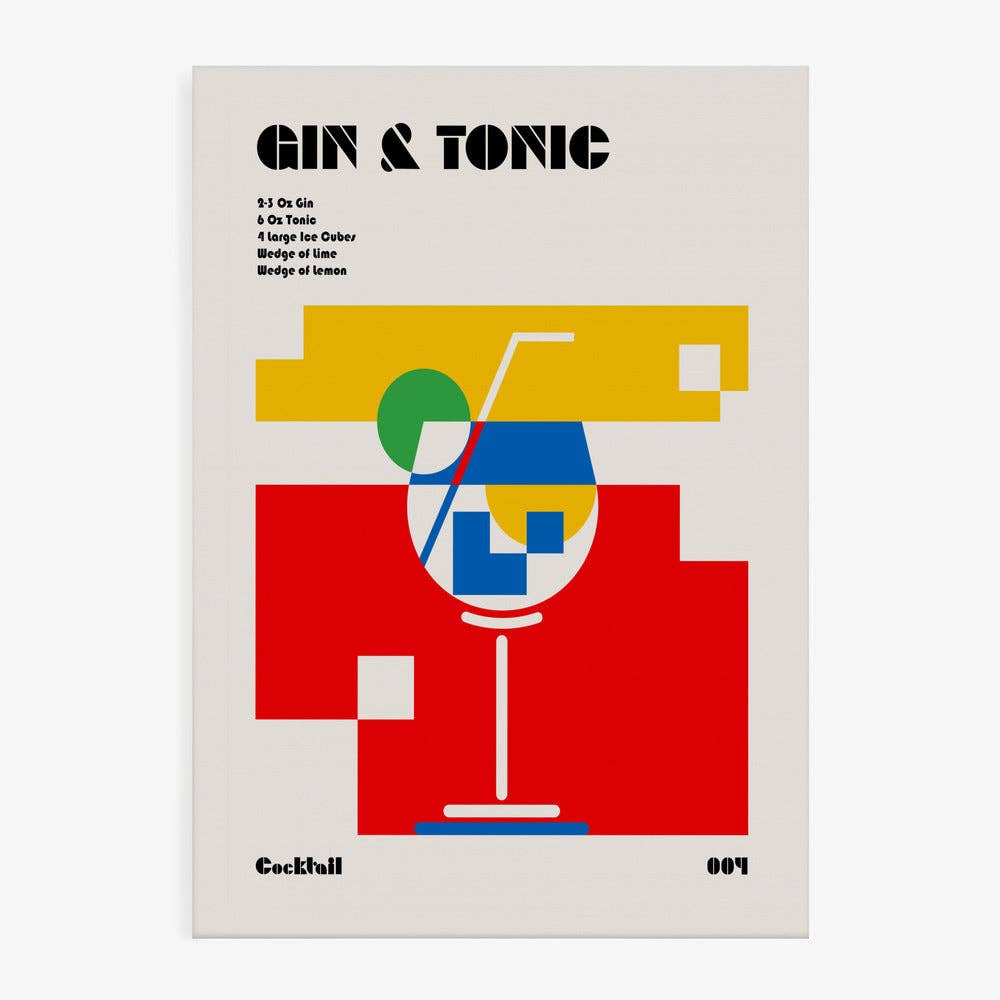Affiche artistique recette de Gin Tonic Bauhaus - Moderniste: Pas de cadre / 30 x 40 cm