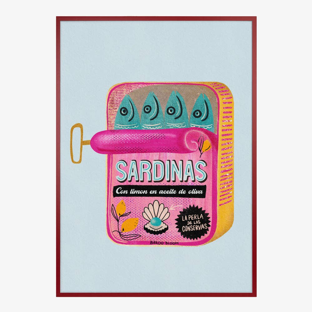 Affiche artistique « boîte de sardines roses » — Poster pop pour la cuisine: Pas de cadre / 30x40 cm
