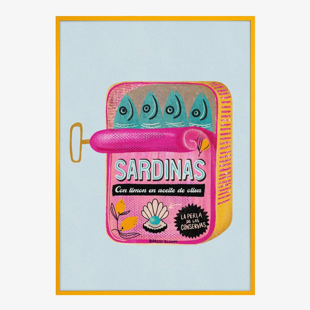 Affiche artistique « boîte de sardines roses » — Poster pop pour la cuisine: Pas de cadre / 30x40 cm