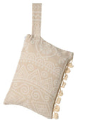 Pochette de plage Elliniko beige pompon - intérieur imperméable