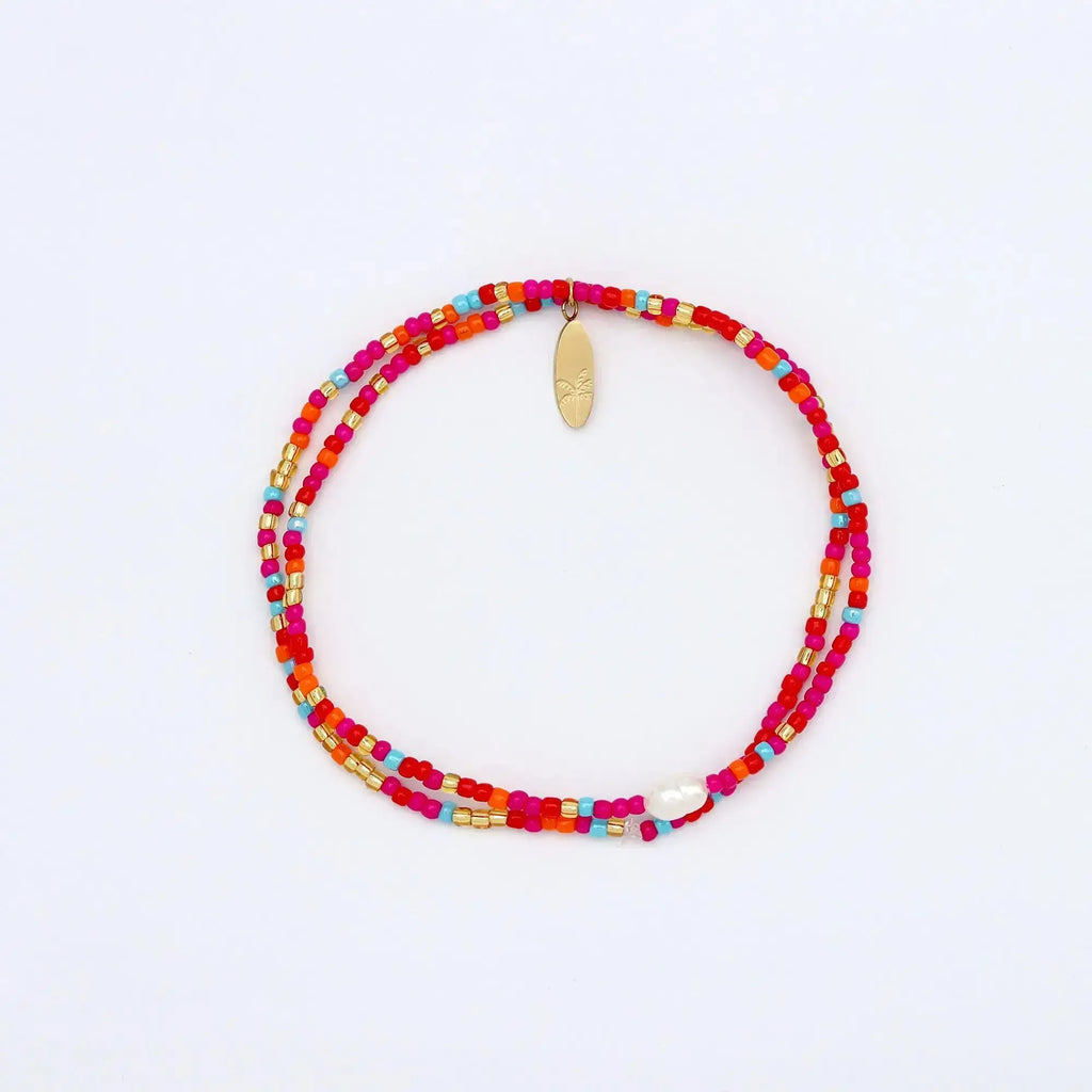 Collection de bracelets en perles colorées « Heure dorée »: Bright Pink