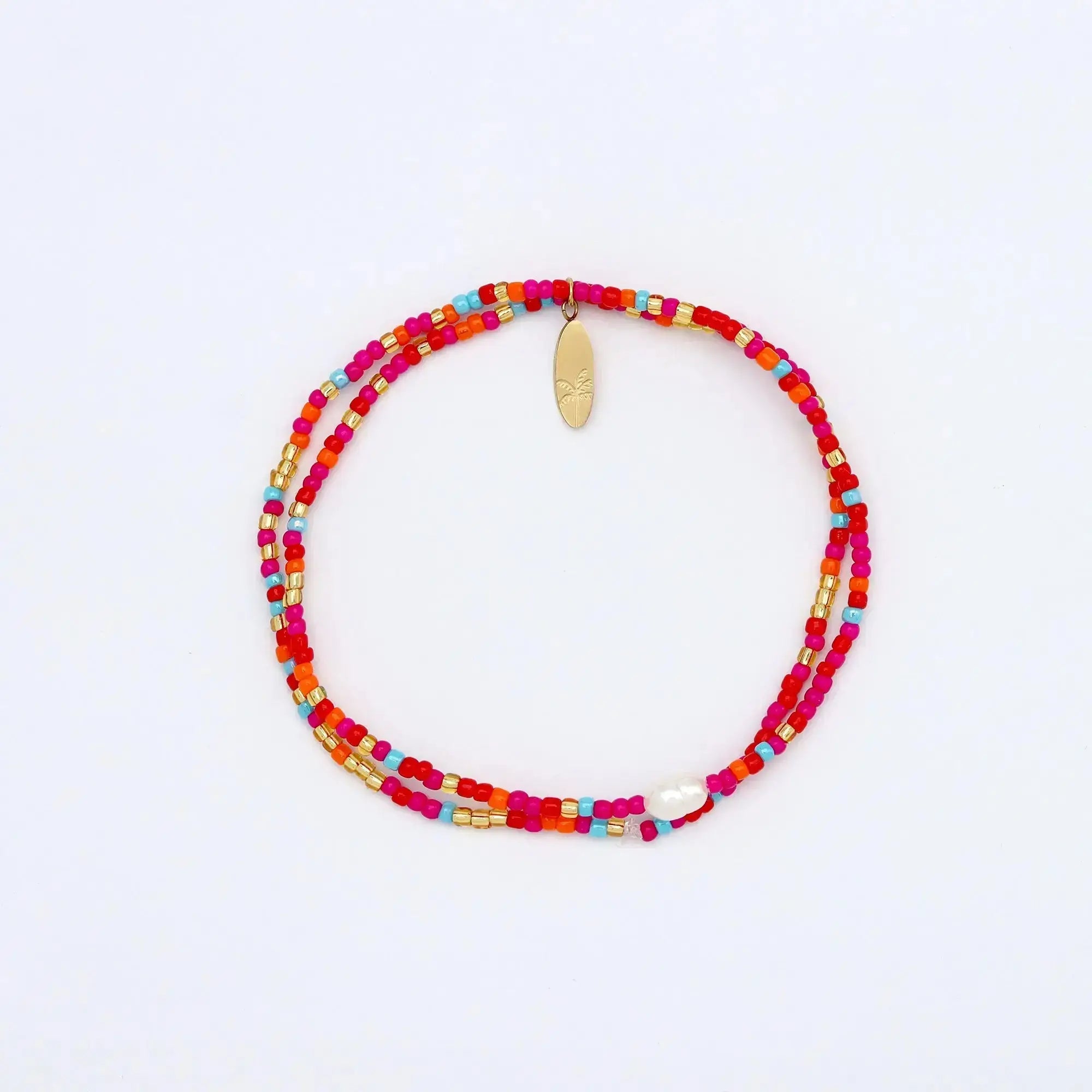 Collection de bracelets en perles colorées « Heure dorée »: Bright Pink
