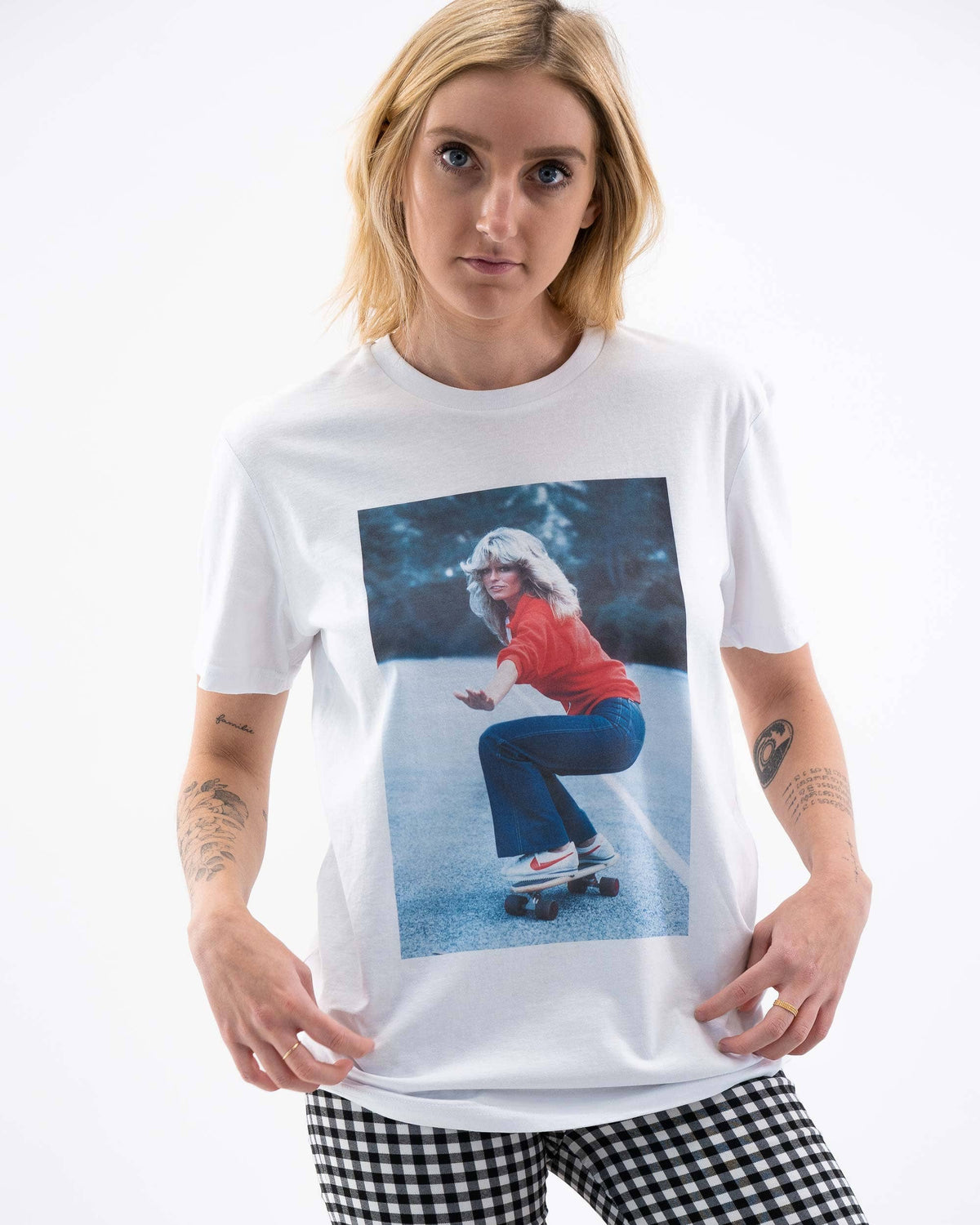 T-shirt Farrah Fawcett - Tee shirt photo vintage: Blanc / XS