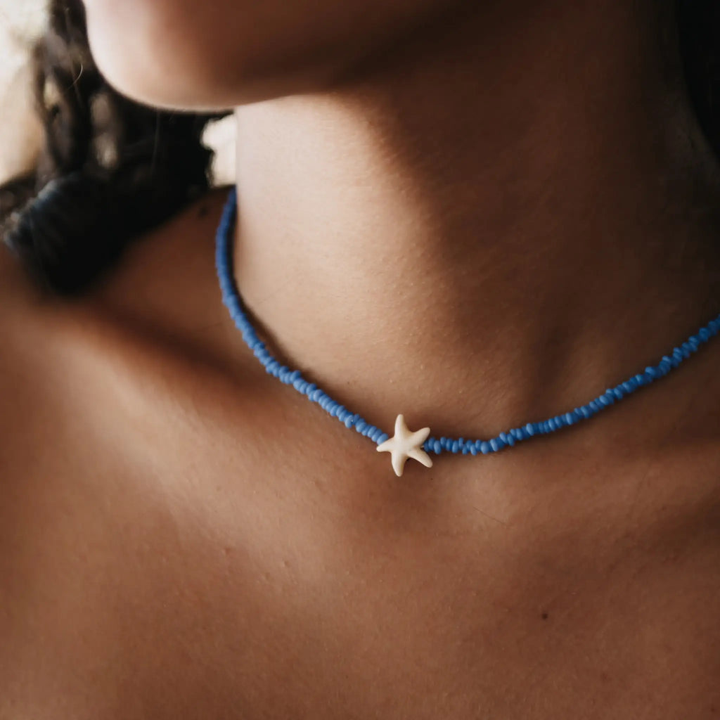 Collier Étoile de Récif avec Perles: Blanc