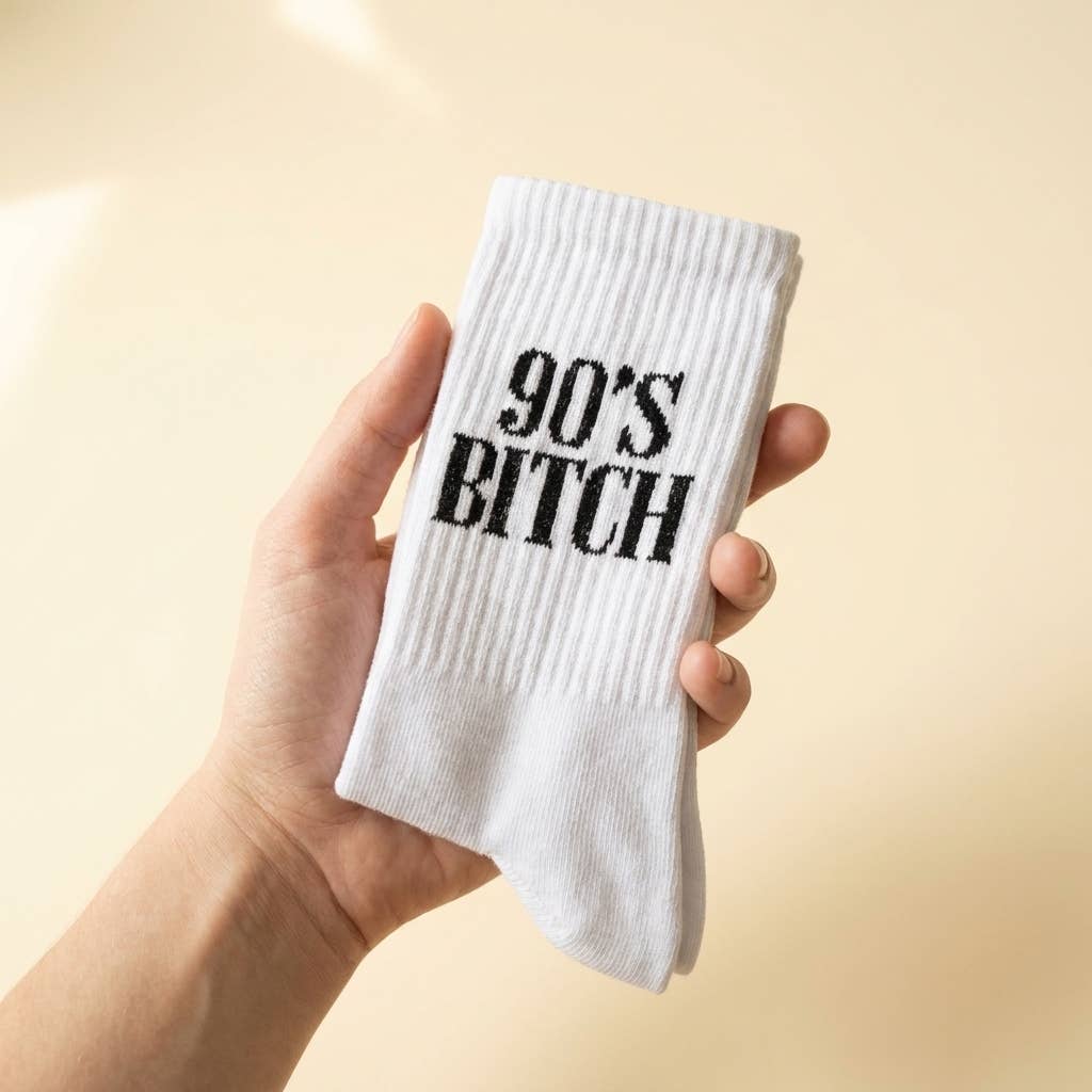Chaussettes à message « 90s Bitch » — Cadeau pour enterrement de vie de jeune fille: Mauvaise salope / 37-43