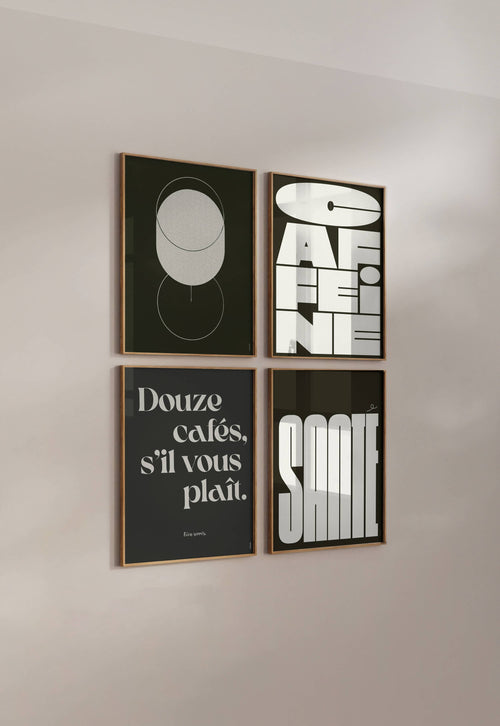 Affiche | Douze Cafés, S’il Vous Plaît | Poster Minimaliste: L - 30x40cm