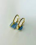 Boucles d'oreilles créoles - Pendentif circulaire en porcelaine et argent 925